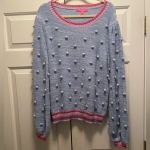 Lilly Pulitzer Light Blue Sweater with Pink Trim